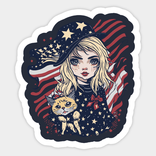 Patriotic Cat Mother Sticker by By_Russso